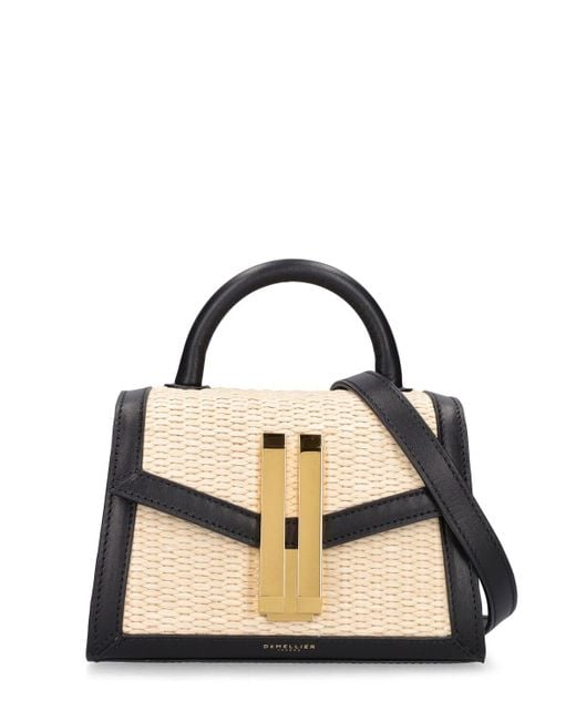 DeMellier London Black Nano Montreal Raffia Shoulder Bag