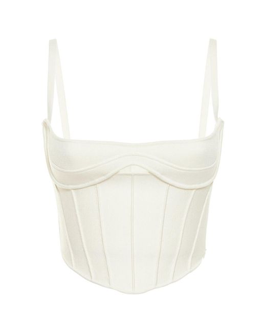 Mugler Synthetic Bonded Viscose Blend Knitted Corset Top in Ivory ...