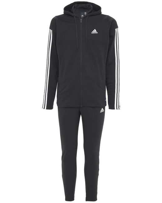 Adidas Originals Black 3 Stripes Cotton Blend Tracksuit for men