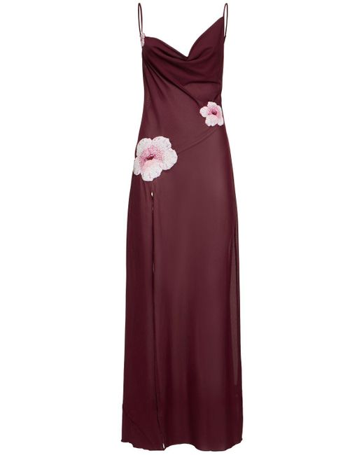 Leslie Amon Galli メッシュロングドレス Purple