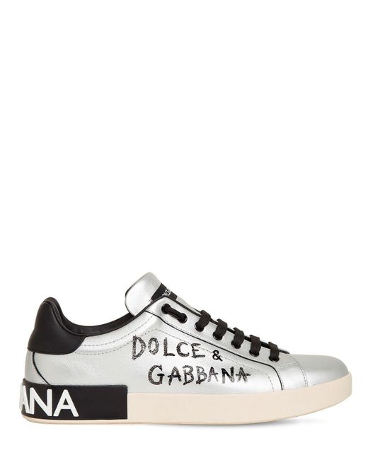 Dolce & Gabbana Metallic Calfskin Nappa Portofino Sneakers für Herren