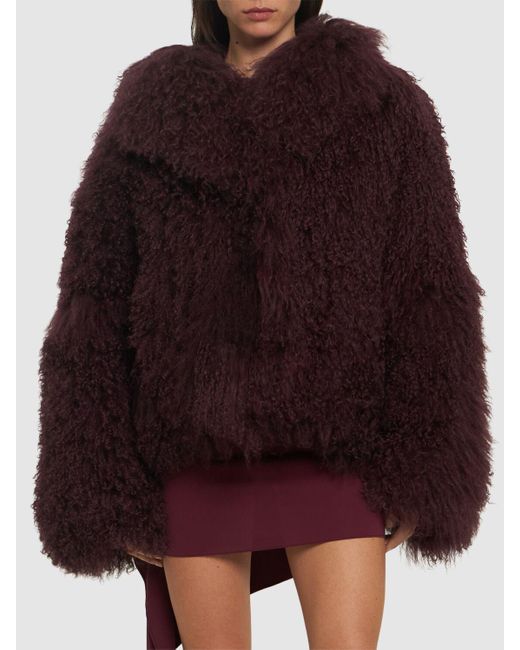The Attico Purple Mongolia Fur Short Coat