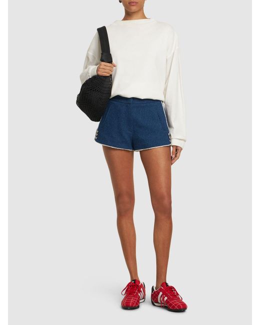 Mujer Shorts Cortos De Algodón MSGM de color Blue
