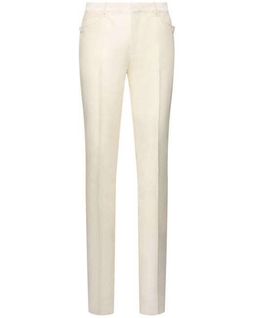 Pantaloni atticus in faille di misto lana di Tom Ford in White da Uomo