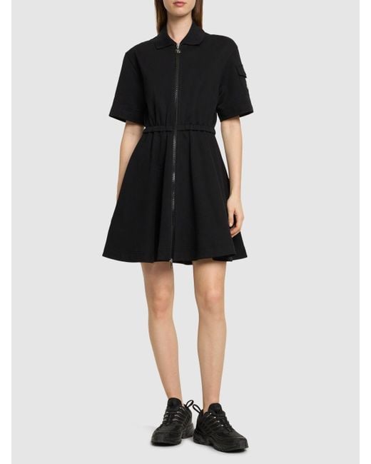 Moncler Black Cotton Polo Shirt Dress