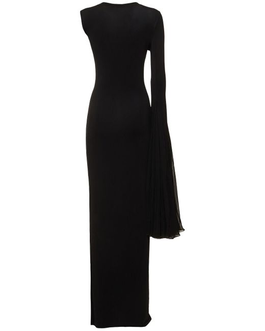 Nensi Dojaka Black Asymmetrisches Kleid Mit Übergroßen Ärmeln
