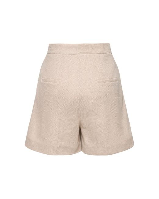Max Mara Natural Jessica Pleated Cotton Jersey Shorts