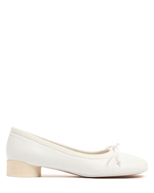 MM6 by Maison Martin Margiela Natural 5mm Hohe Ballerinas Aus Satin "ballet Shoes"