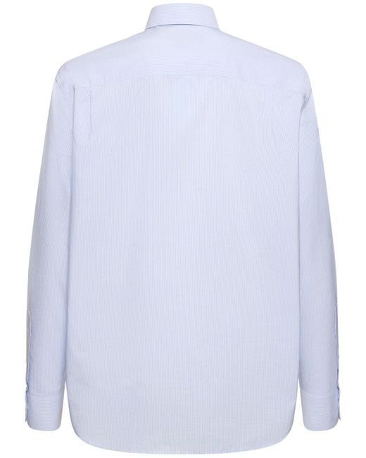 Gucci White Striped Cotton Poplin Shirt/Azure for men