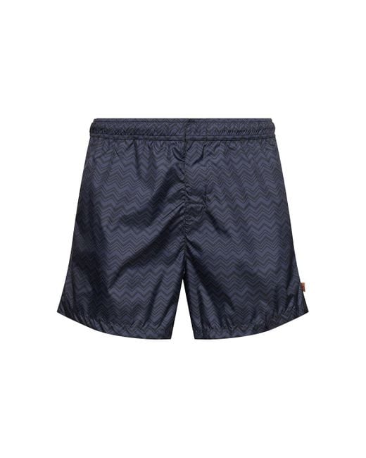 Missoni Blue Printed Nylon Swim Shorts for men