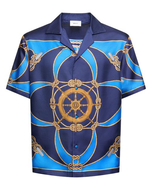 Camicia bowling marine in seta di Bally in Blue da Uomo