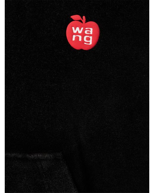 Alexander Wang Black Kurzer Hoodie Aus Baumwolle Mit Logo