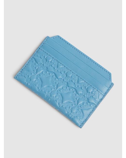 Porta carte di credito in pelle goffrata di Vivienne Westwood in Blue