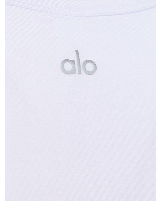 Alo Yoga White Geripptes Tech-tanktop "aspire"
