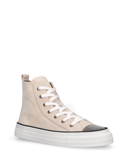 Brunello Cucinelli Natural 20Mm Suede High Top Sneakers