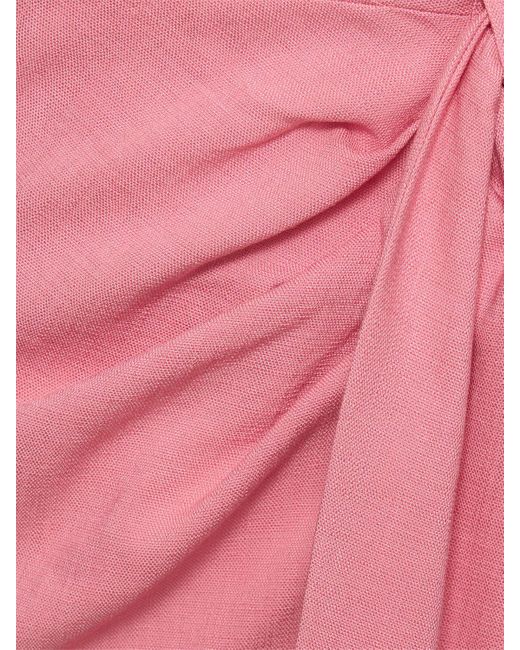 Robe mi-longue en viscose mélangée avec nœud MSGM en coloris Pink