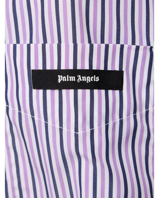 Palm Angels Purple Curved Logo Cotton Shirt Dress