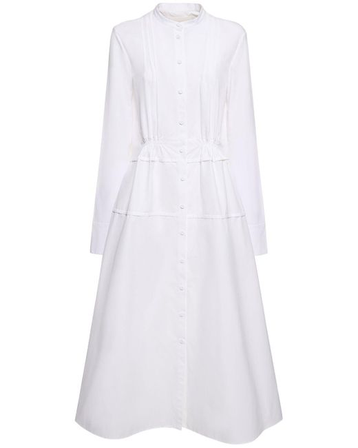 Jil Sander White Heavy Cotton Poplin Midi Shirt Dress