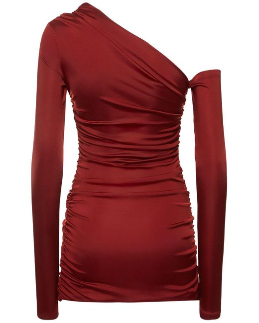 ANDAMANE Red Olimpia Draped Stretch Jersey Midi Dress