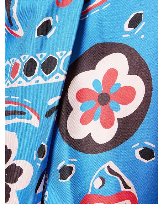 Tory Burch Blue Midikleid Aus Seide Mit Druck