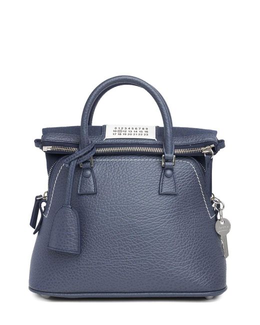 Maison Margiela Blue 5Ac Mini Grained Leather Top Handle Bag