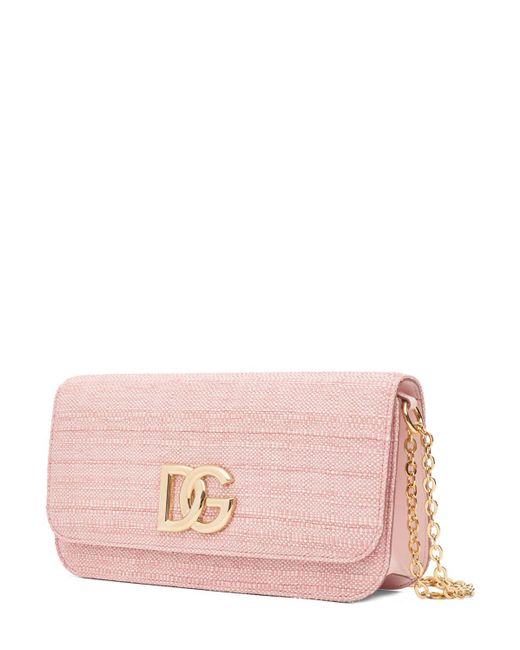 Dolce & Gabbana ラフィアチェーンショルダーバッグ Pink