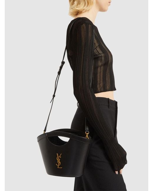 Saint Laurent Black Mini Celia Leather Tote Bag