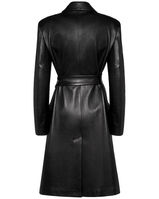 Sportmax Giostra Napa Leather Trench Coat in Black | Lyst UK