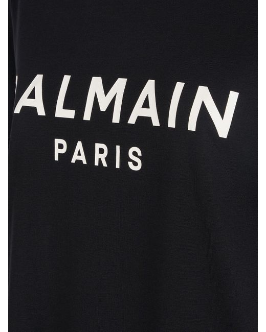 Camiseta de algodón con logo estampado Balmain de color Black