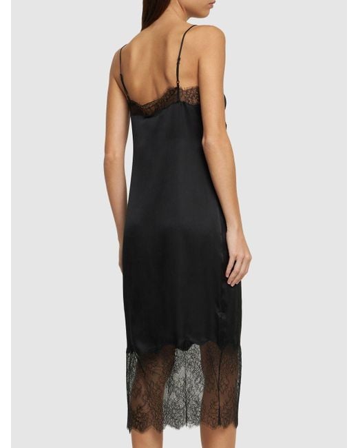 Anine Bing Black Amelie Silk Blend Midi Dress