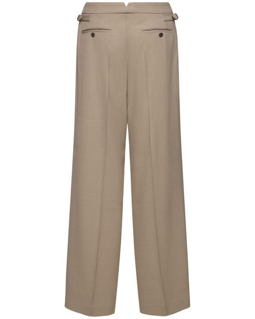 AMI Natural Wool Blend Twill Wide Pants for men