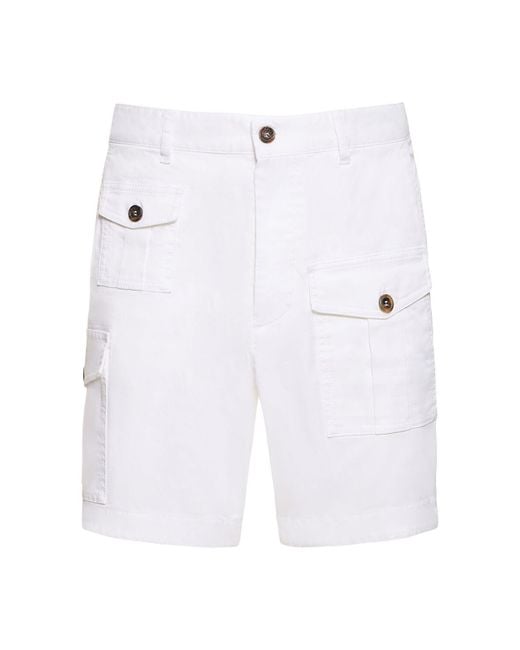 DSquared² White Sexy Cargo Stretch Cotton Shorts for men