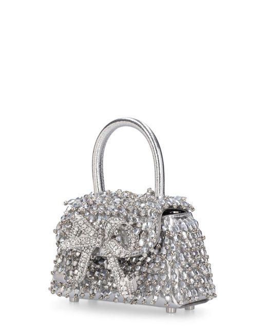 Self-Portrait White Micro Embellished Bow Top Handle Bag