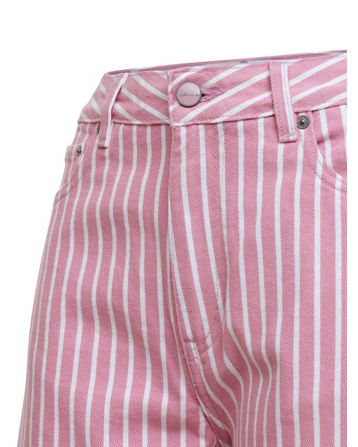 Ganni Striped Cotton Denim Jeans in Pink/White (Pink) - Lyst