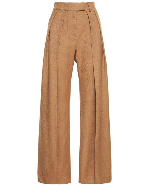 GIUSEPPE DI MORABITO Textured Wool Wide Pants in Beige (Natural) | Lyst