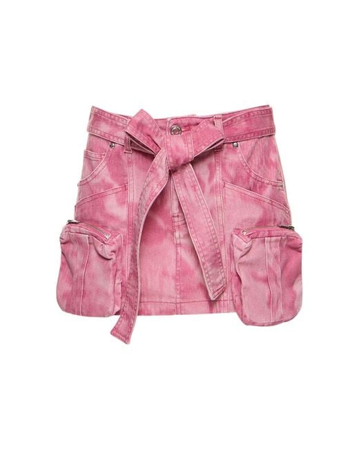 Minigonna cargo in denim / cintura di Blumarine in Pink