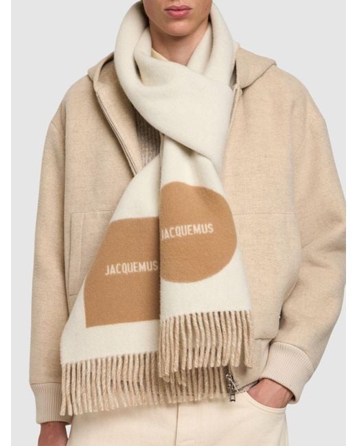 Jacquemus Natural L'echarpe Rond Carré Wool Scarf for men