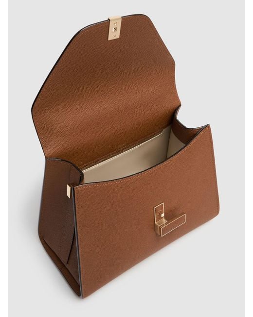 Valextra Brown Mittelgrosse Tasche Aus Narbleder "iside"