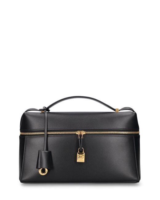 Loro Piana Black Extra Bag 27 Leather Top Handle Bag