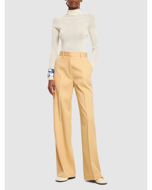 Lanvin Natural Wool Twill Wide Leg Pants