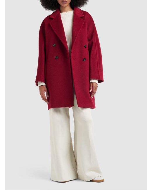 Max Mara Red Addurre Wool & Cashmere Belted Midi Coat