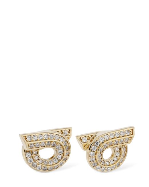 Ferragamo Metallic New Gstr 18d Crystal Stud Earrings