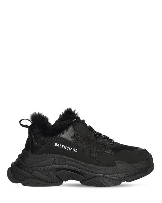 balenciaga triple s faux fur lined sneakers