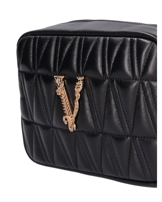 Versace Black Quilted Leather Camera Bag