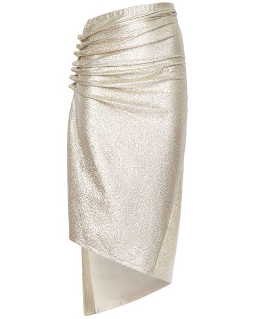 Rabanne White Asymmetric Stretch Jersey Lurex Skirt