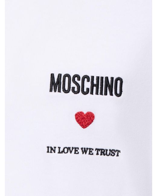 T-shirt in love we trust in jersey di cotone di Moschino in White da Uomo