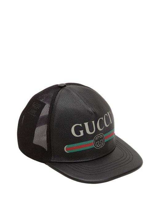 Gucci Black Faux Leather Trucker Cap for Men - Save 12% - Lyst