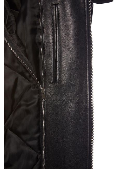 Alexander McQueen Black Leather Bomber Jacket