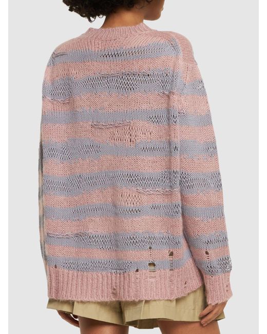 Acne Pink Karita Cotton Blend Crewneck Sweater
