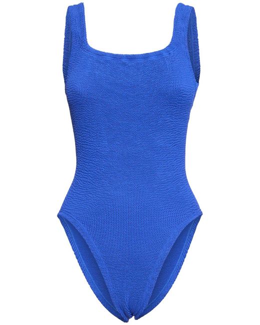 Hunza G Blue Square Neck One Piece Swimsuit
